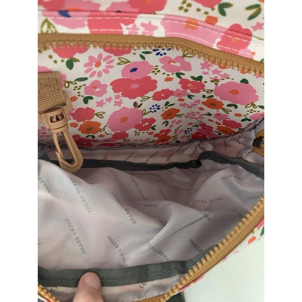 Lucky Brand Backpack White Background Pink & Orange Flowers